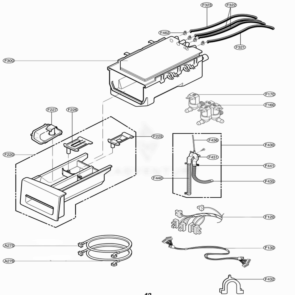 Dispenser Assembly Diagram and Parts List for WM2677HWM ABWEECI LG Washer