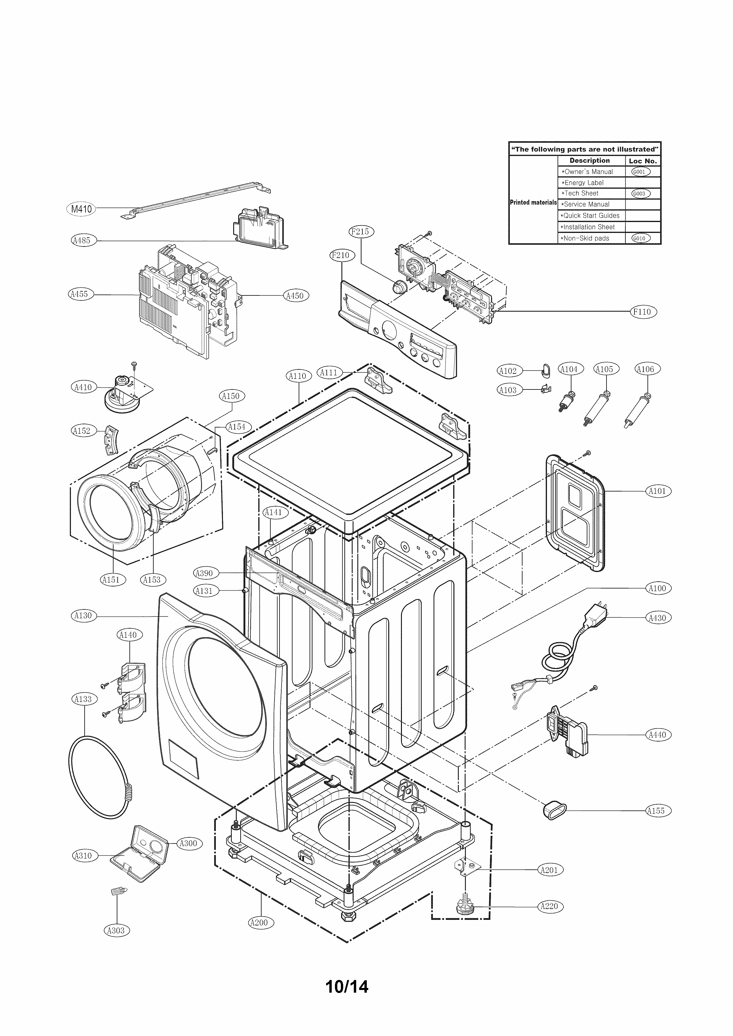 Cabinet And Control Panel Parts Diagram and Parts List for 79641382410  Kenmore Washer