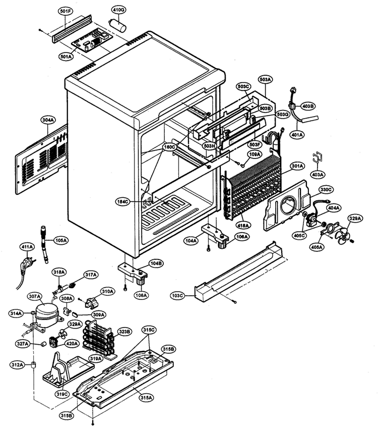 Cabinet Parts Diagram and Parts List for GR-K095  LG Refrigerator