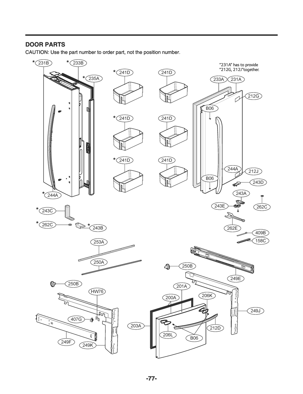 Door Parts Diagram and Parts List for GR-B238NSNM ASTCNA8 LG Refrigerator