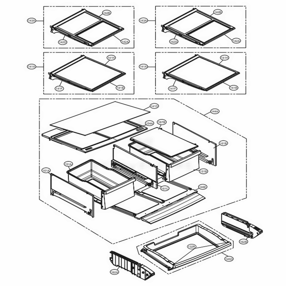 Refrigerator Parts Diagram and Parts List for 72099 AWBCSE1 LG Refrigerator