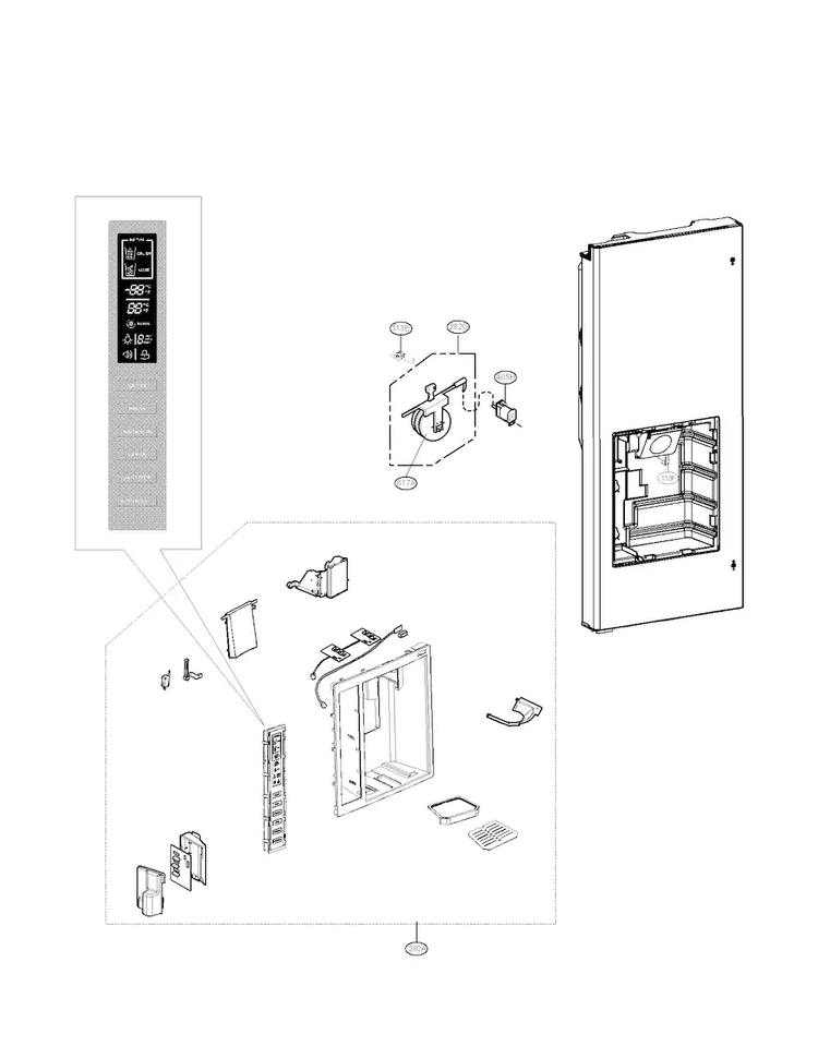 Dispenser Parts Diagram and Parts List for LFX23961SB 01 LG Refrigerator