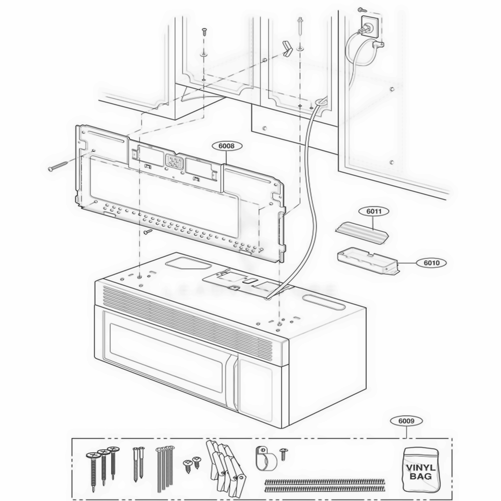Installation Parts Diagram and Parts List for MV1526W CWHESEG LG Wall Oven