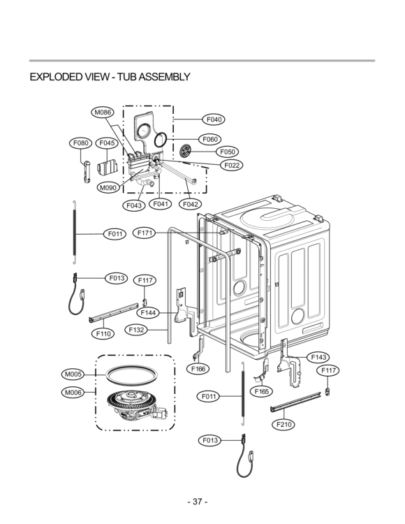EXPLODED VIEW  TUB ASSEMBLY Diagram and Parts List for LDS4821ST  LG Dishwasher