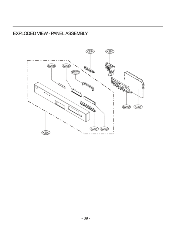 EXPLODED VIEW  PANEL ASSEMBLY Diagram and Parts List for LDS4821ST  LG Dishwasher
