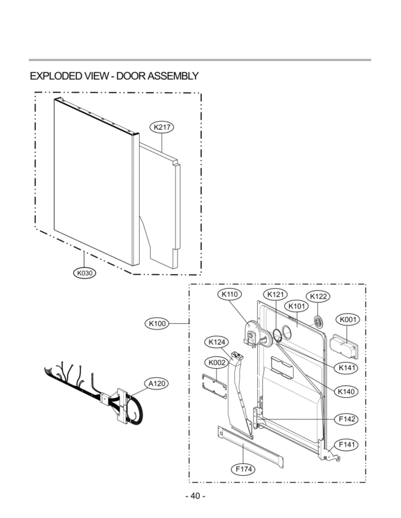 EXPLODED VIEW  DOOR ASSEMBLY Diagram and Parts List for LDS4821ST  LG Dishwasher