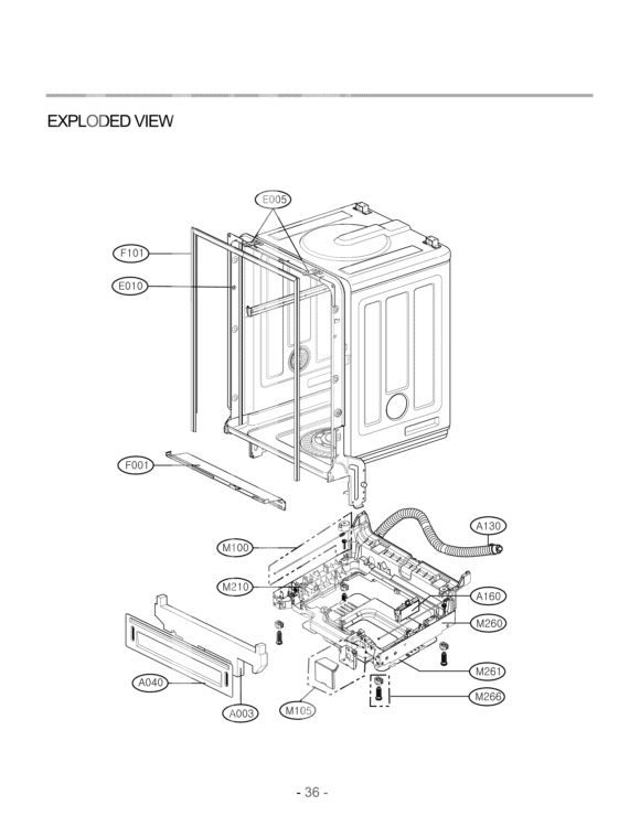 EXPLODED VIEW Diagram and Parts List for LDF6920ST D1608TB LG Dishwasher