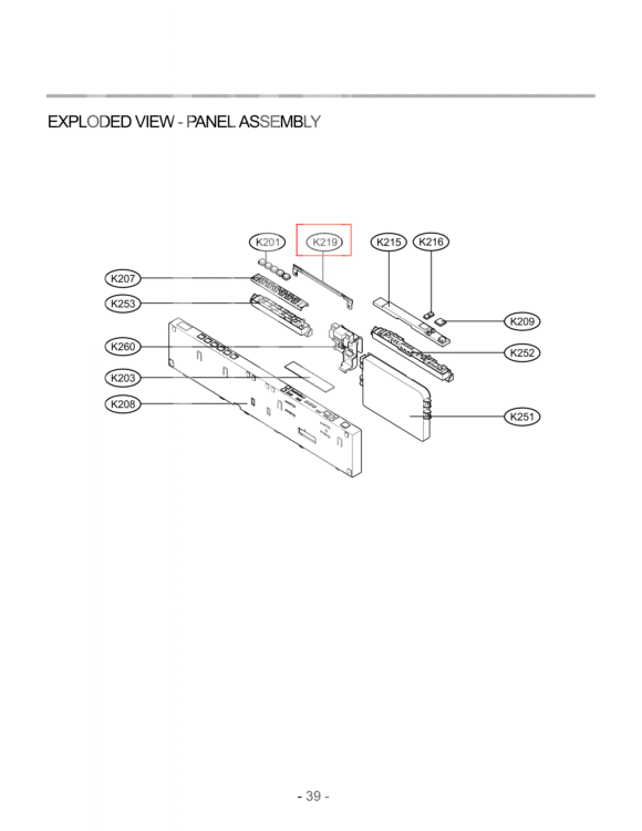 EXPLODED VIEW  PANEL ASSEMBLY Diagram and Parts List for LDF6920WW ABWEEUS LG Dishwasher