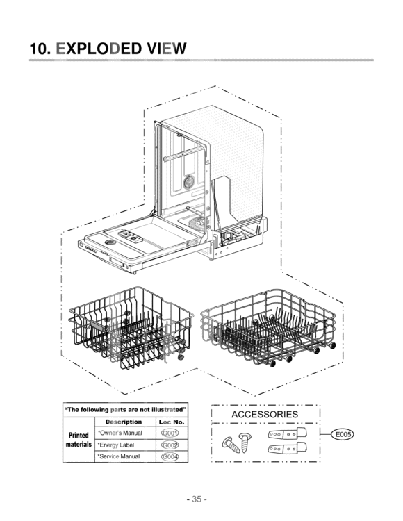 ACCESSORIES   EXPLODED VIEW Diagram and Parts List for LDF6920BB D1608BB LG Dishwasher