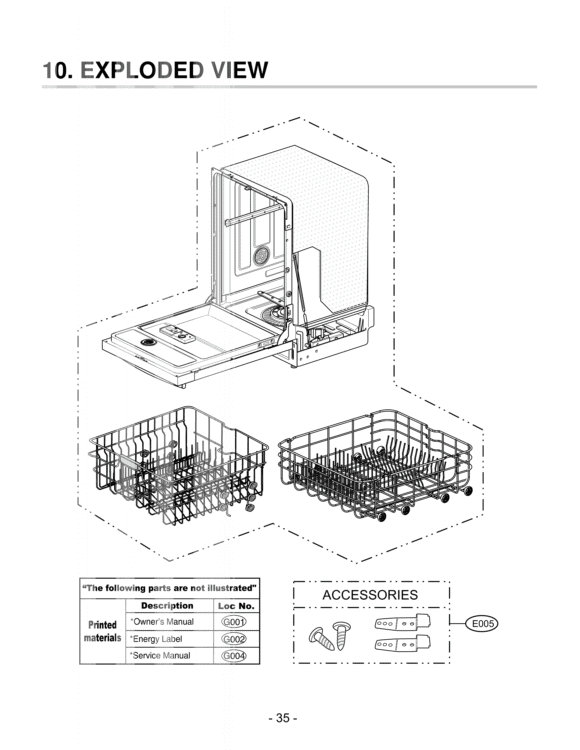 ACCESSORIES   EXPLODED VIEW Diagram and Parts List for LDS4821WW  LG Dishwasher