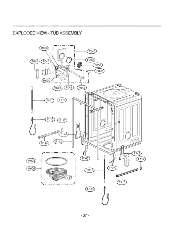 EXPLODED VIEW  TUB ASSEMBLY Diagram and Parts List for LDS4821WW  LG Dishwasher