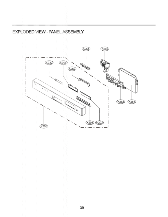EXPLODED VIEW  PANEL ASSEMBLY Diagram and Parts List for LDS4821WW  LG Dishwasher