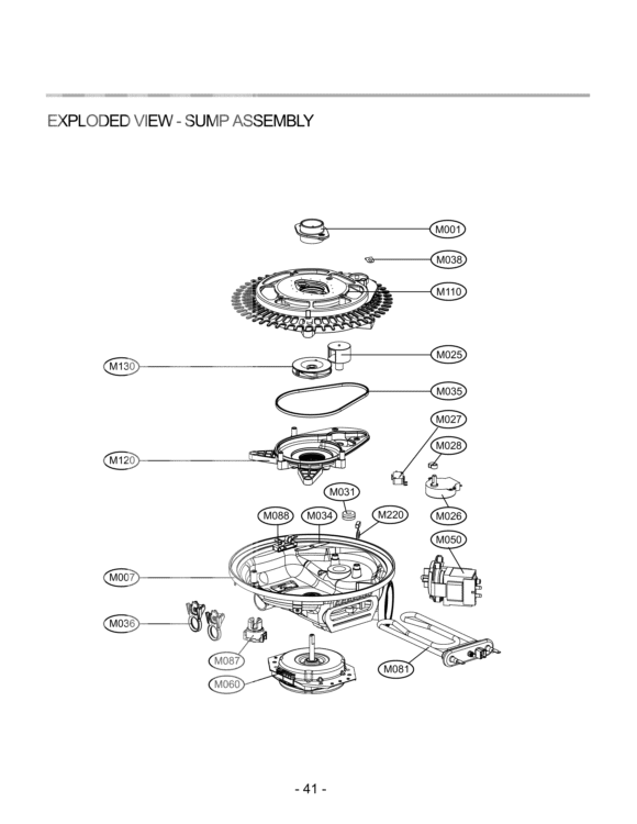 EXPLODED VIEW  SUMP ASSEMBLY Diagram and Parts List for LDS4821WW  LG Dishwasher