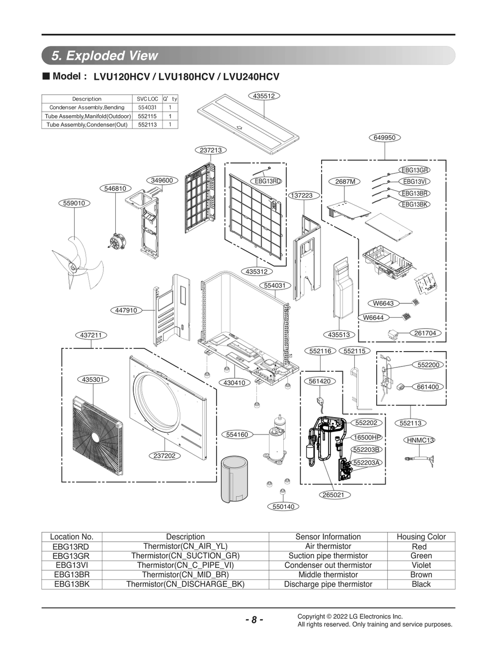 Diagram 1 Diagram and Parts List for LVU120HCV EWGHEUS LG Air Conditioner