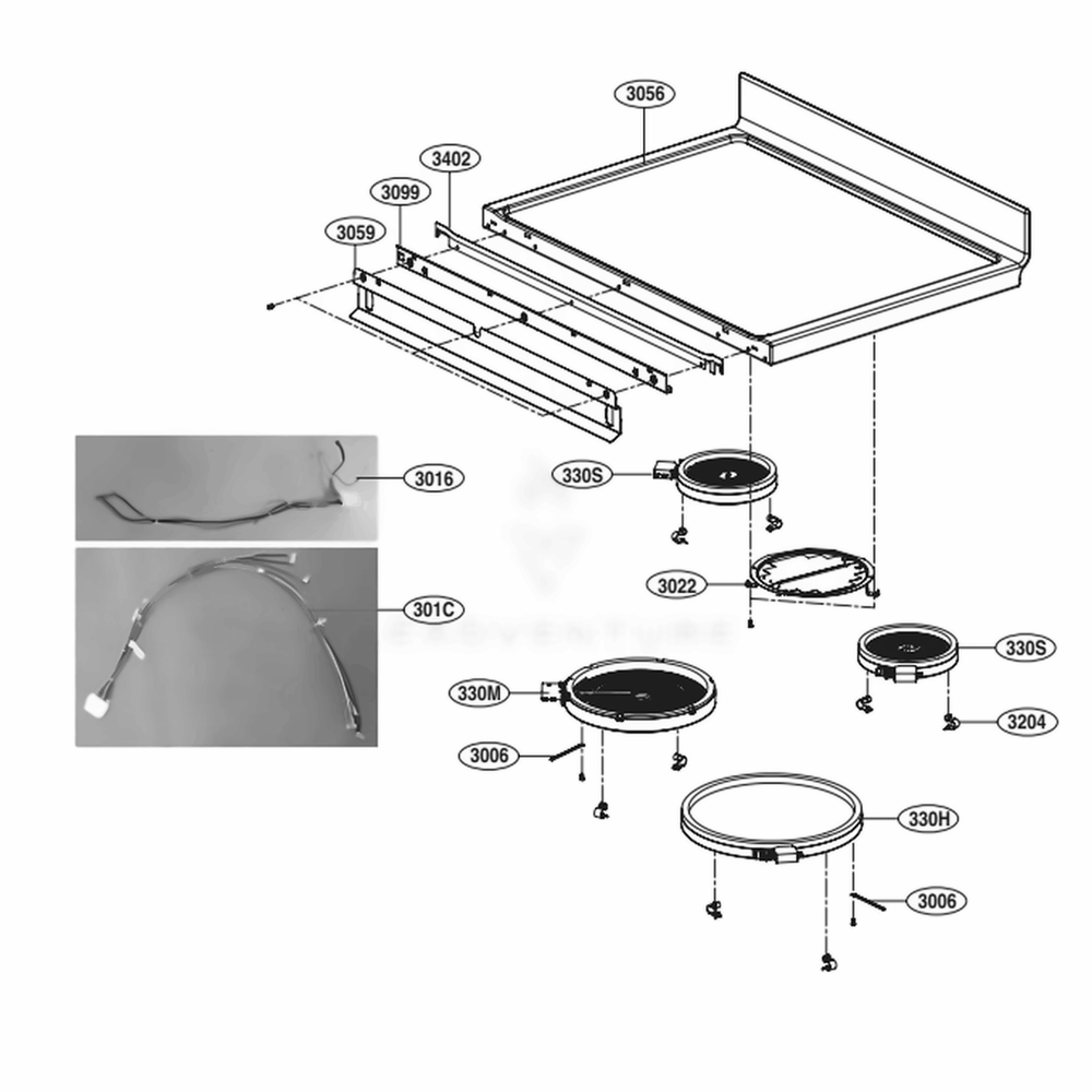 Cooktop Parts Diagram and Parts List for LDE4413BD ABDLLGA LG Range