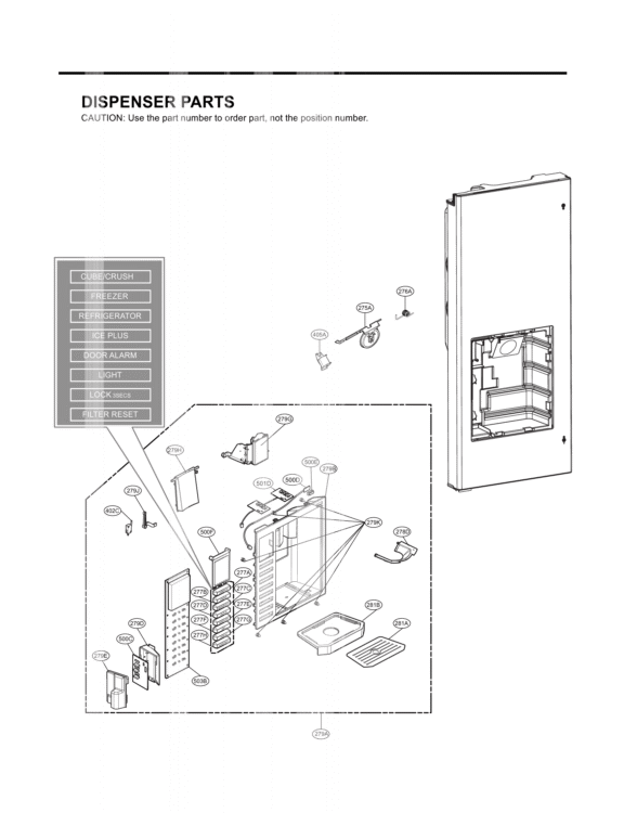 DISPENSER PARTS Diagram and Parts List for LFX25980ST LFX25980ST /01 LG Refrigerator