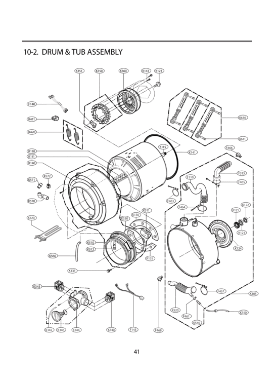 DRUM & TUB ASSEMBLY Diagram and Parts List for WM3677HW ABWEEUS LG Washer