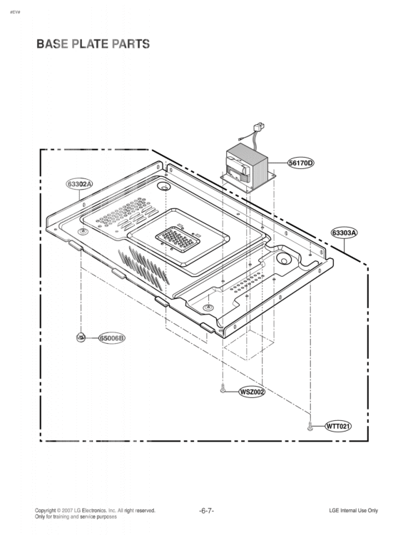 BASE PLATE PARTS Diagram and Parts List for LRMP1270ST CSSELGA LG Microwave