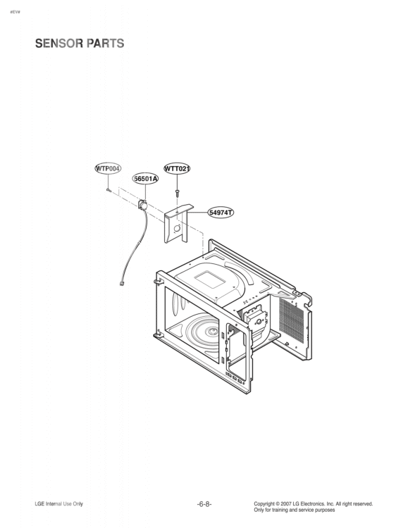 SENSOR PARTS Diagram and Parts List for LRMP1270ST CSSELGA LG Microwave