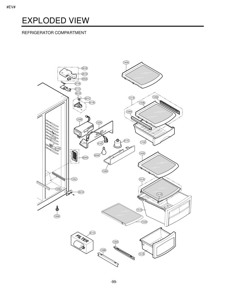 REFRIGERATOR COMPARTMENT EXPLODED VIEW Diagram and Parts List for LSC27910SW  LG Refrigerator