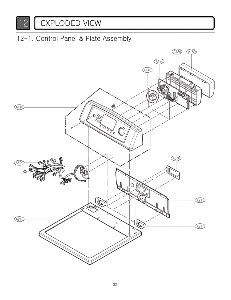 EXPLODED VIEW  Control Panel & Plate Assembly Diagram and Parts List for DLE6942W  LG Dryer