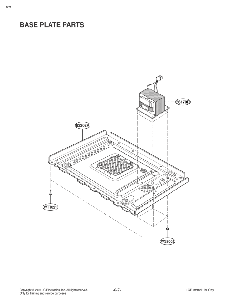 BASE PLATE PARTS Diagram and Parts List for LMA1180ST  LG Microwave