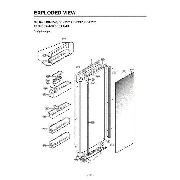 Section 1 Diagram and Parts List for LRSC21951ST ASTCLGA LG Refrigerator