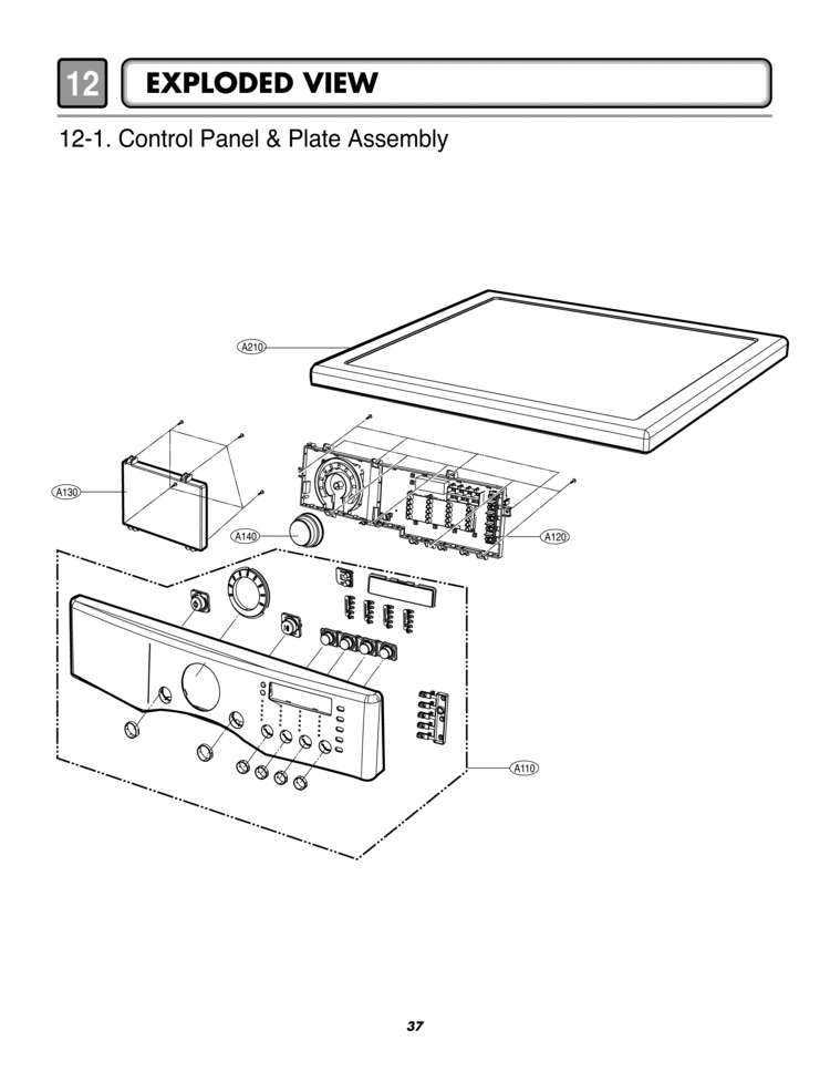 EXPLODED VIEW  Control Panel & Plate Assembly Diagram and Parts List for DLE5977SM  LG Dryer