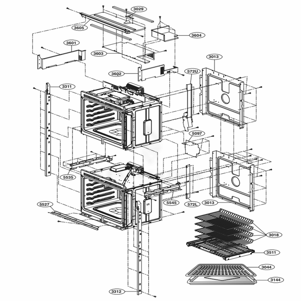 Assembly Diagram and Parts List for LSWD309BD ABDLSTD LG Range