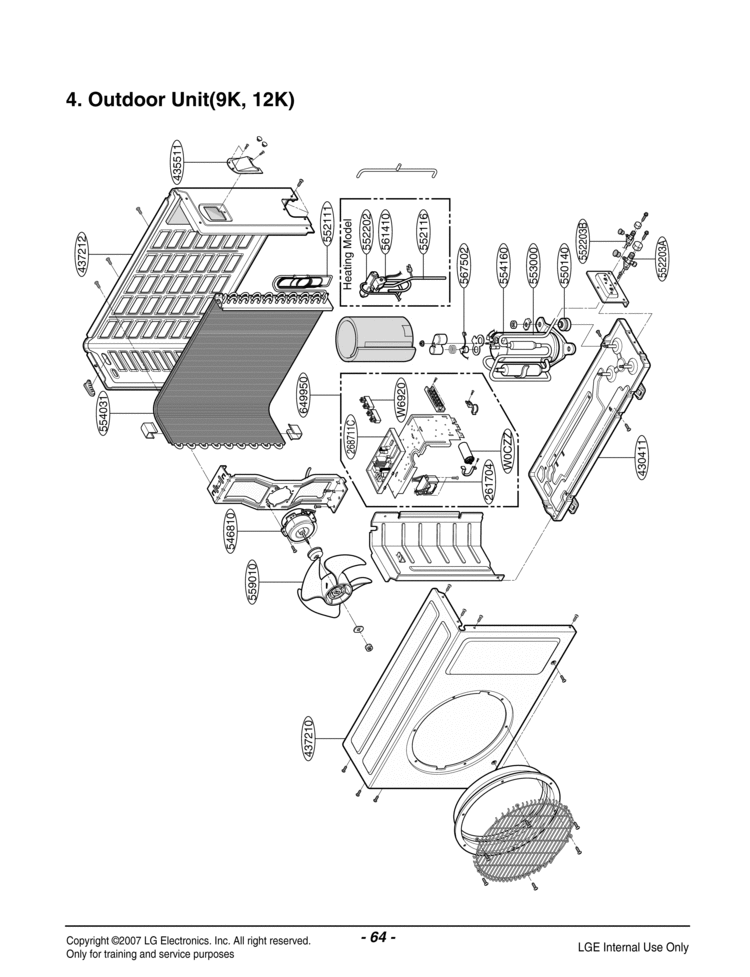 Air Conditioner Exploded View 2 Diagram and Parts List for TS-L1210CL  LG Air Conditioner