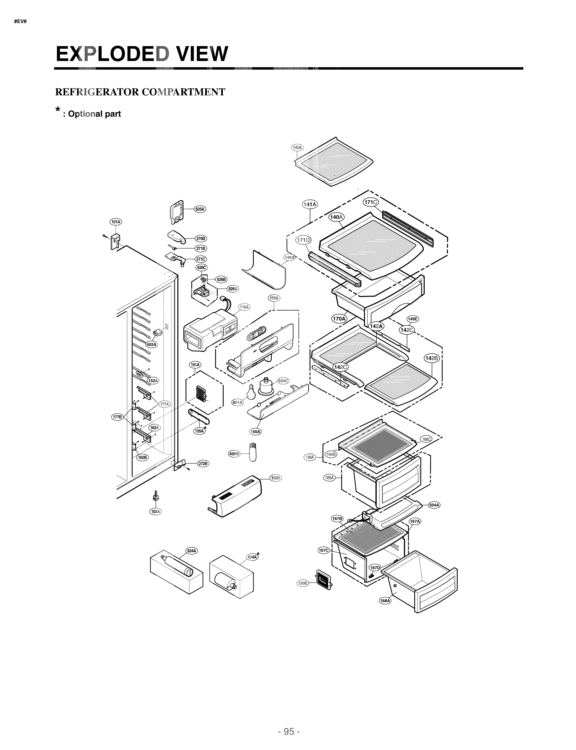 REFRIGERATOR COMPARTMENT Diagram and Parts List for LSC21943ST GR-L227SSPH LG Refrigerator