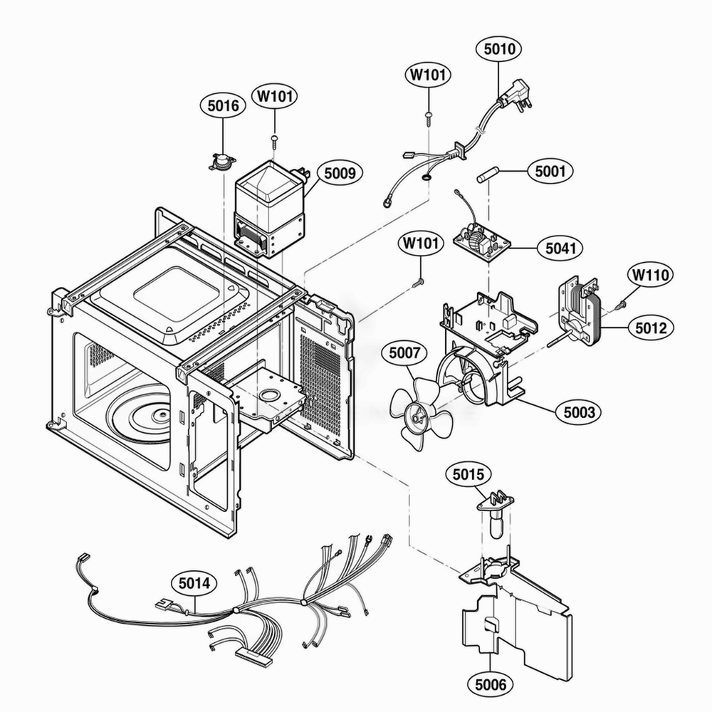 Interior Parts Diagram and Parts List for 66102 CWHESEA LG Range