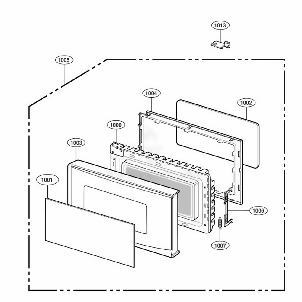 Door Parts Diagram and Parts List for 66339 CBKESEA LG Range