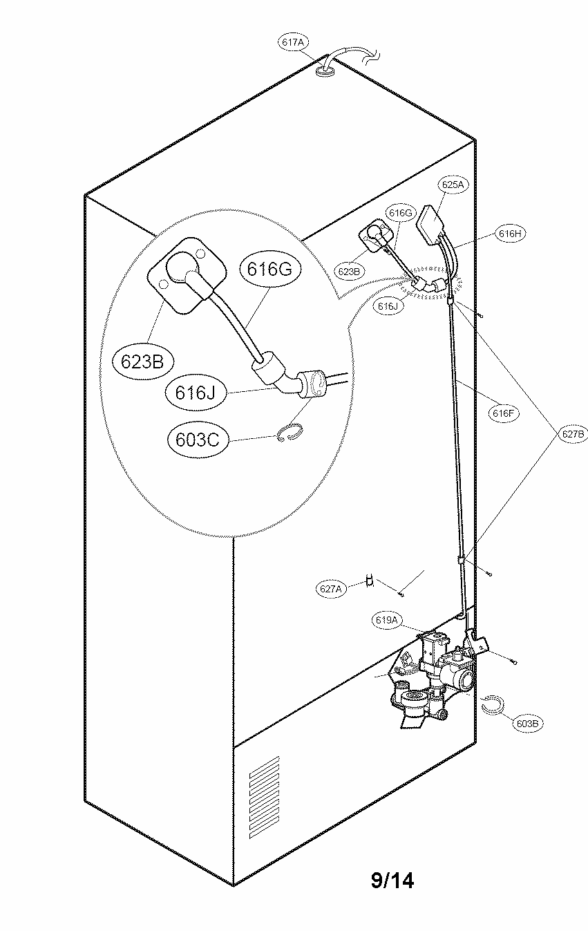 Valve And Water Tube Parts Diagram and Parts List for 79573063410  Kenmore Refrigerator