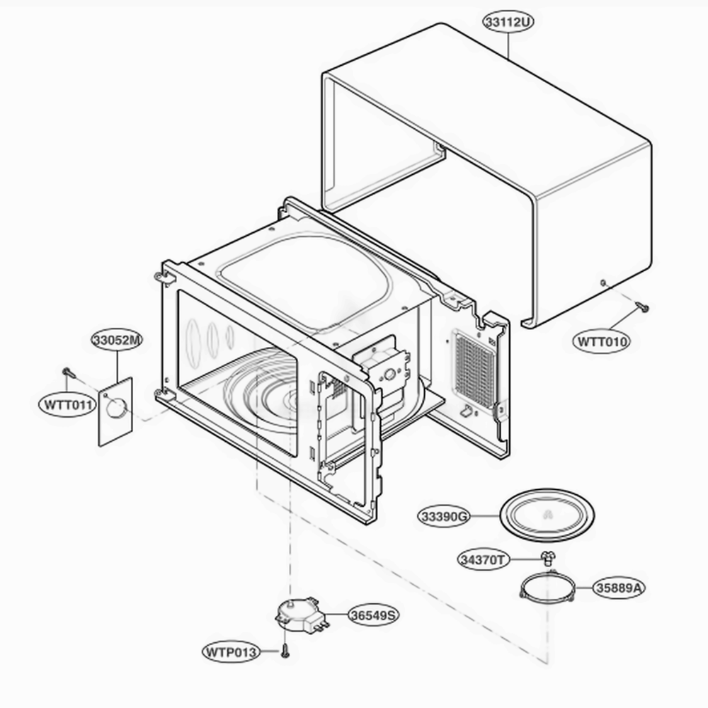 Oven Cavity Parts Diagram and Parts List for MS2344B TWHQNAD LG Range