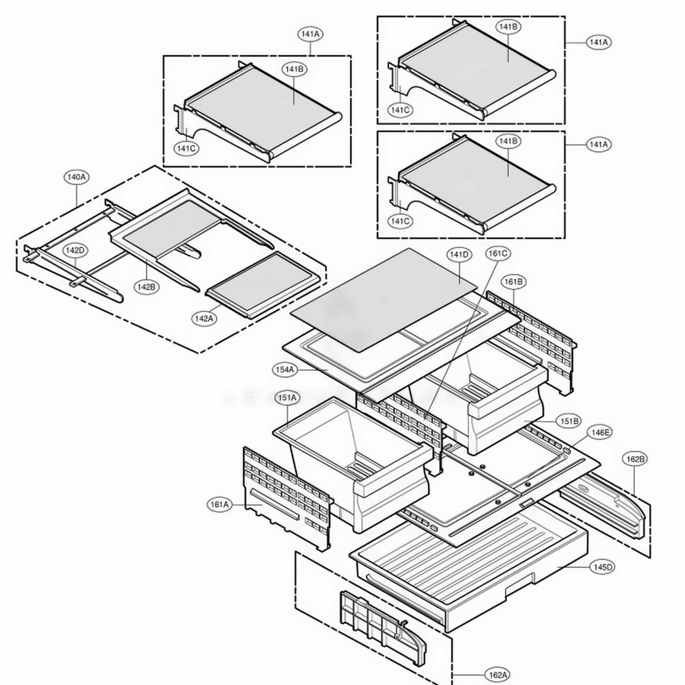 Refrigerator Parts Diagram and Parts List for 79733 ASTCSER LG Refrigerator