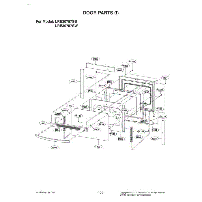 Section 3 Diagram and Parts List for LRE30757SW AWHLLGA LG Range