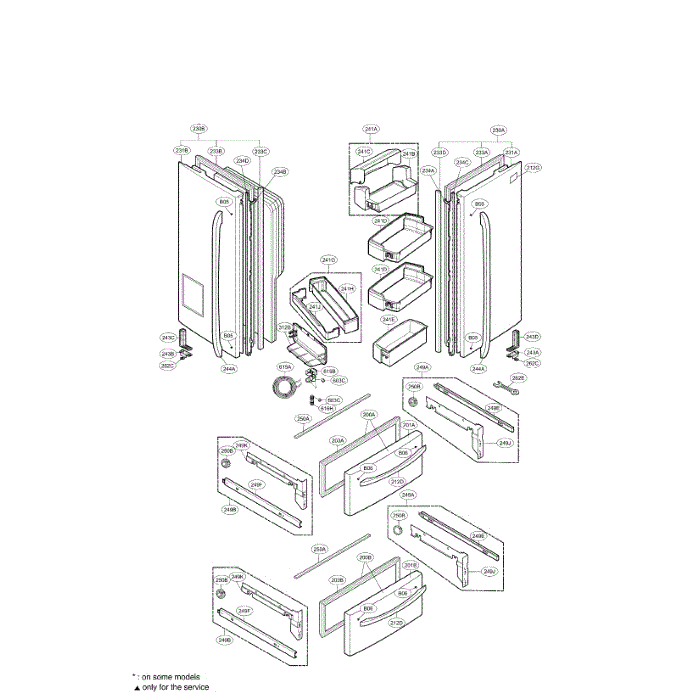 Door Diagram and Parts List for LMX25985SW 00 LG Refrigerator