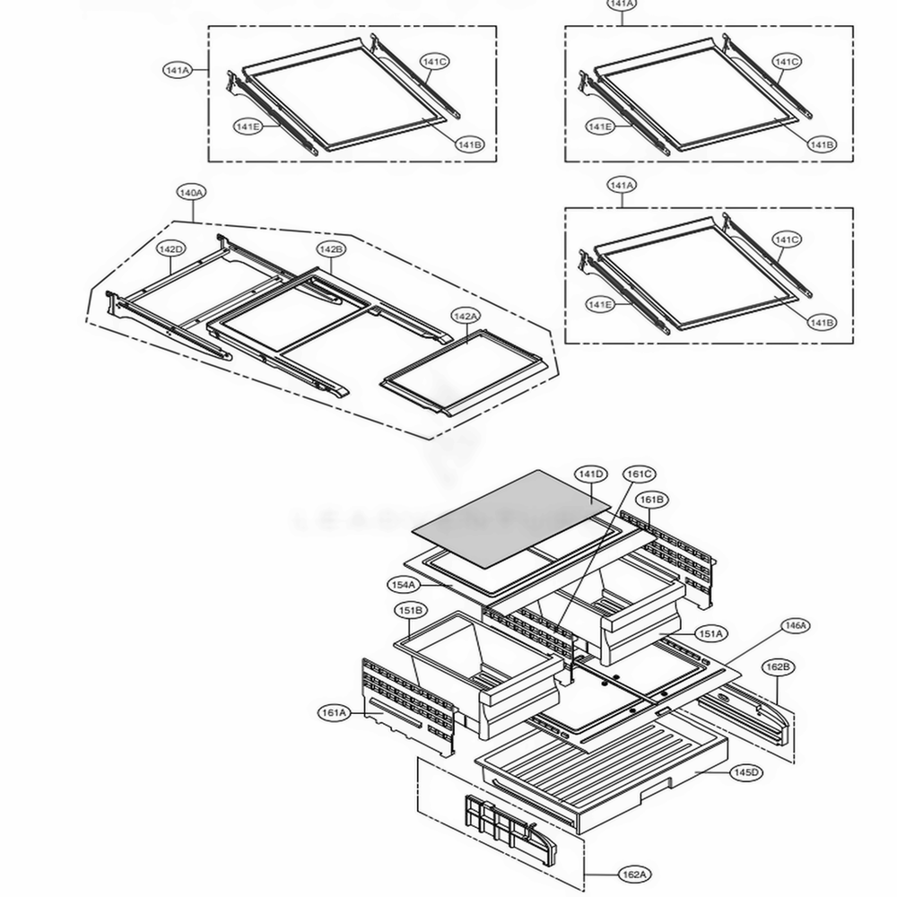 Refrigerator Parts Diagram and Parts List for LFX28968D ASBCNA0 LG Refrigerator