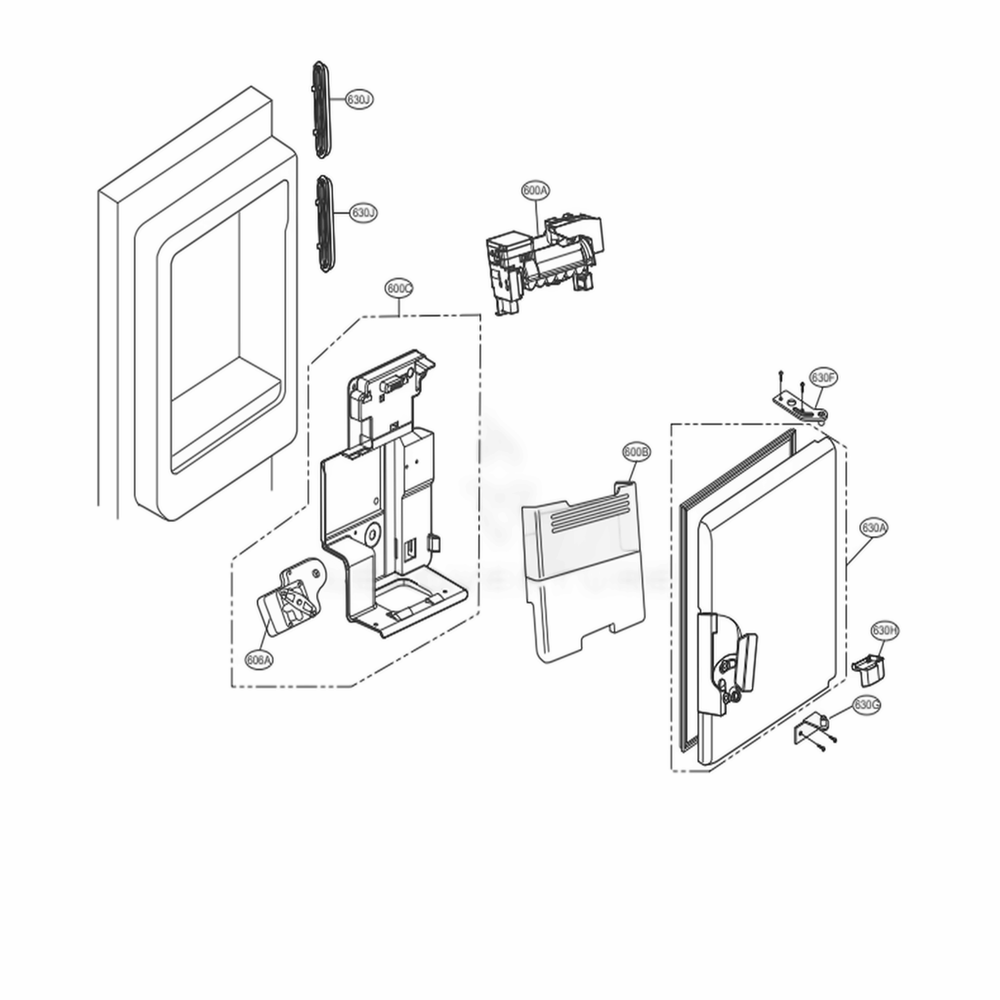 Ice Maker And Ice Bin Parts Diagram and Parts List for 73133 ASTCSE2 LG Refrigerator