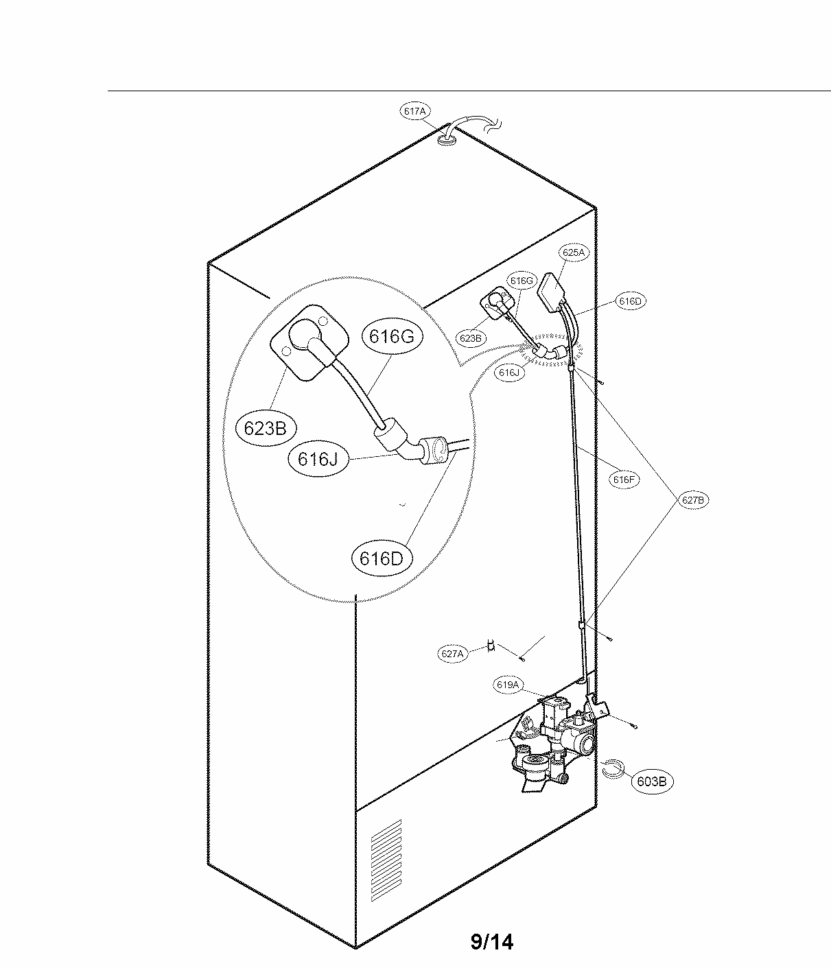 Valve And Water Tube Parts Diagram and Parts List for 79570333410  Kenmore Refrigerator