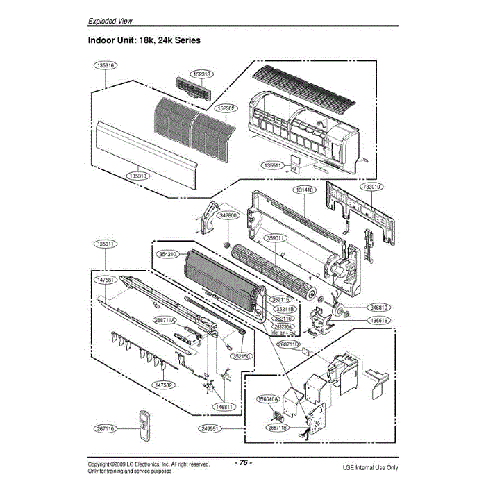 Section Diagram and Parts List for LSN180HE AWHAEUS LG Air Conditioner