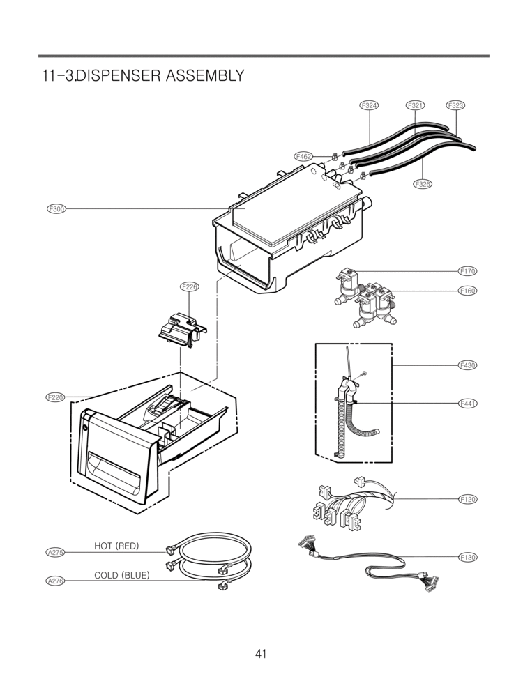 DISPENSER ASSEMBLY Diagram and Parts List for CW2079CWN WD-10465BD LG Washer