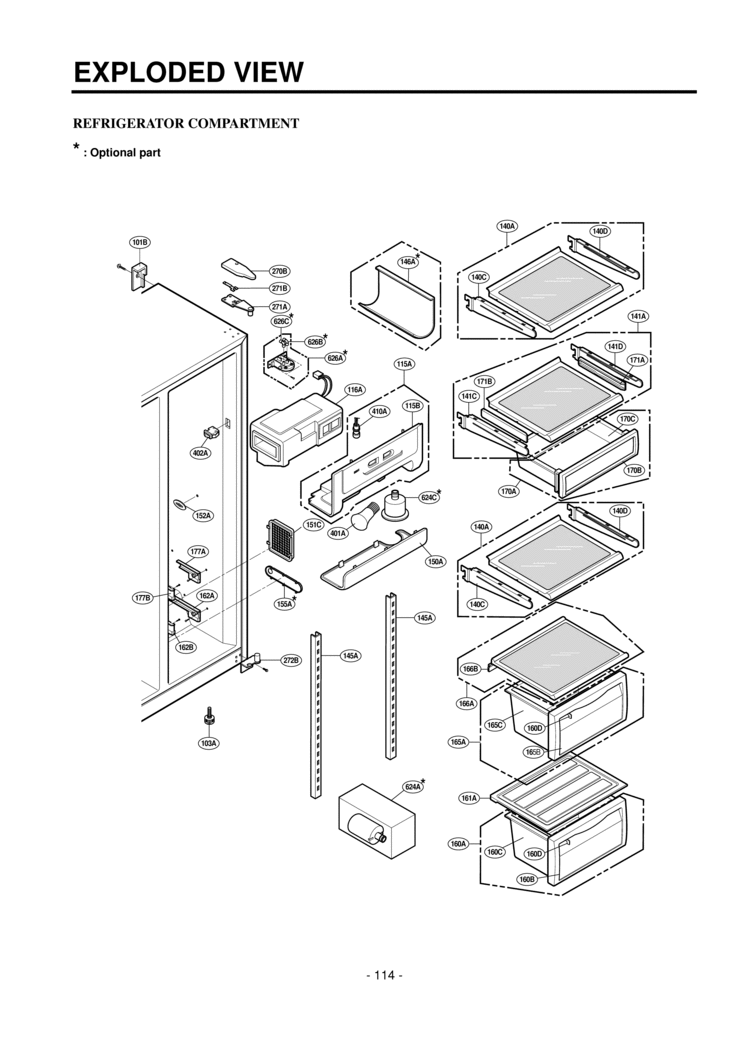 REFRIGERATOR COMPARTMENT  EXPLODED VIEW Diagram and Parts List for LRSPC2031T  LG Refrigerator