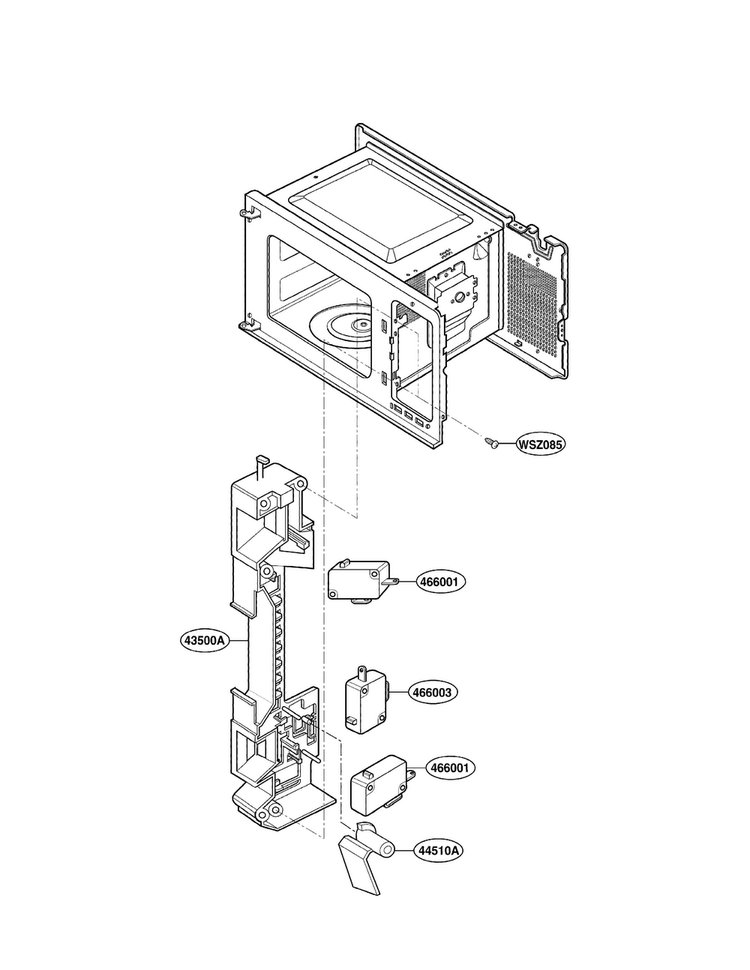 Latch Board Parts Diagram and Parts List for MA-1011W01  LG Microwave