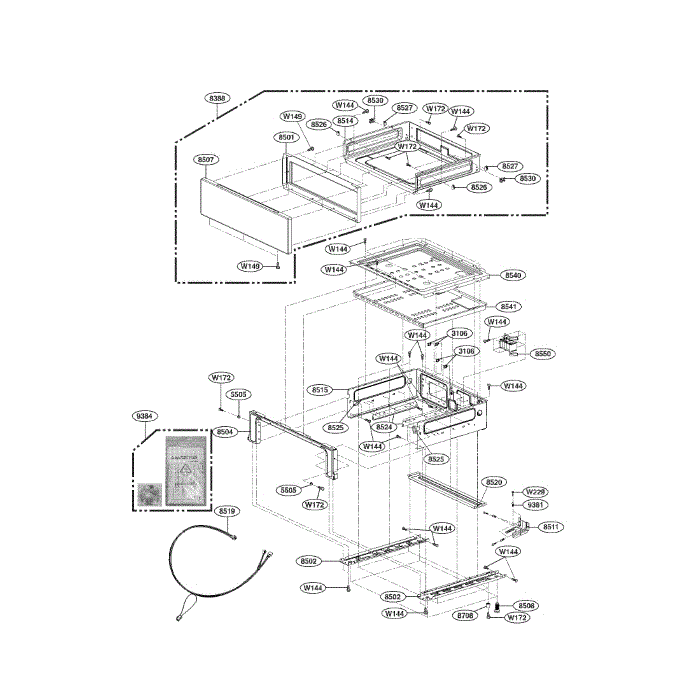 Drawer Diagram and Parts List for LRG3091SB 00 LG Range