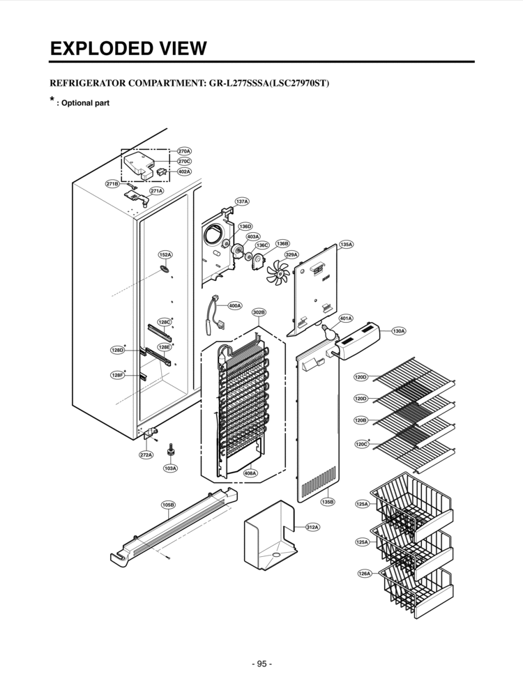 REFRIGERATOR COMPARTMENT   EXPLODED VIEW Diagram and Parts List for LSC27970ST  LG Refrigerator