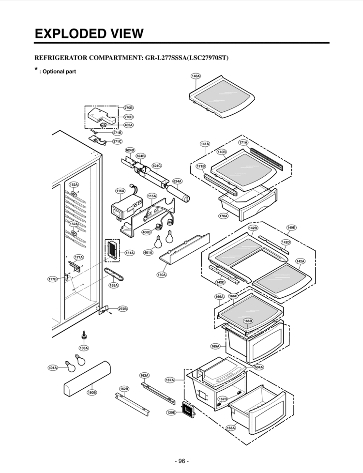 REFRIGERATOR COMPARTMENT   EXPLODED VIEW Diagram and Parts List for LSC27970ST  LG Refrigerator