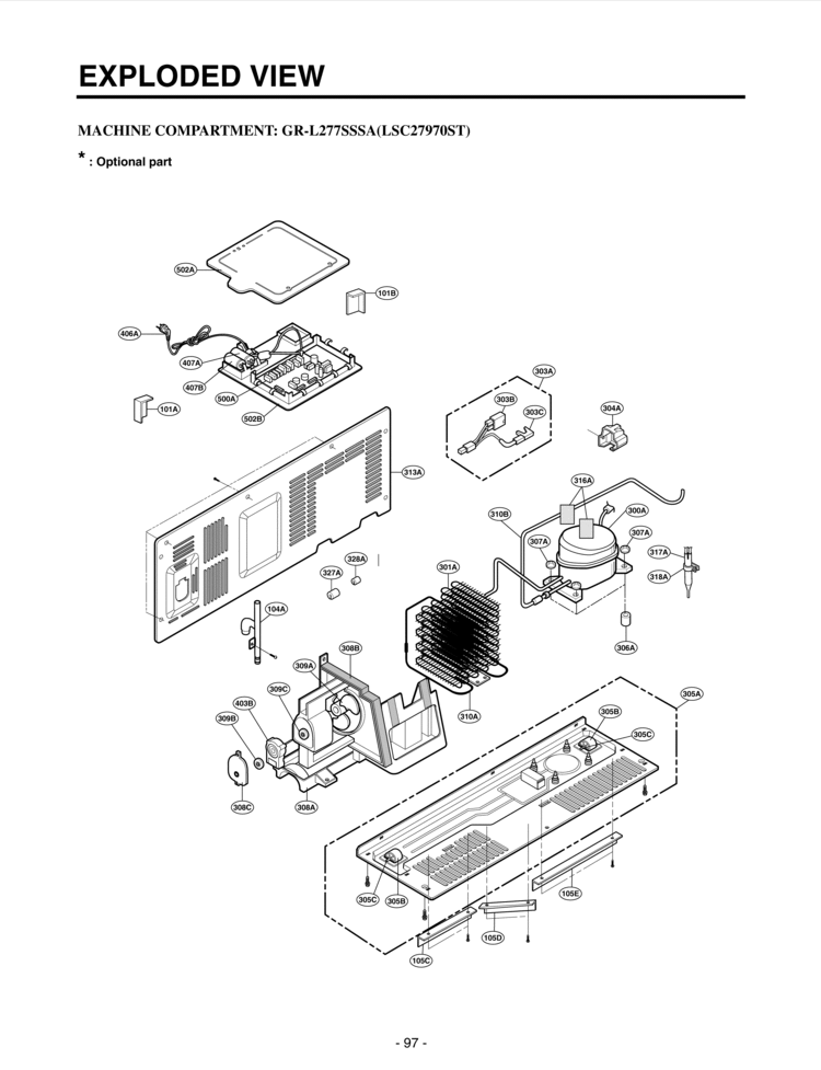MACHINE COMPARTMENT   EXPLODED VIEW Diagram and Parts List for LSC27970ST  LG Refrigerator