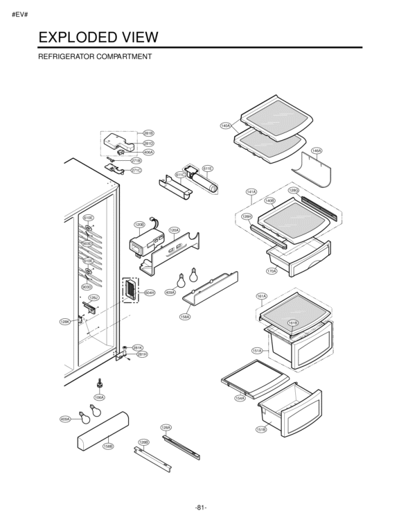 REFRIGERATOR COMPARTMENT EXPLODED VIEW Diagram and Parts List for LSC27931ST  LG Refrigerator